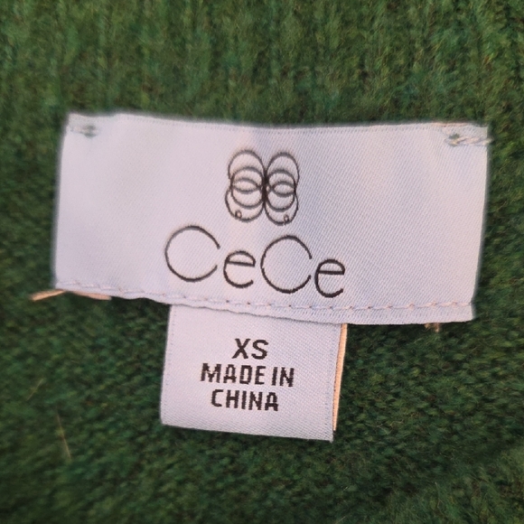 CeCe Emerald Green Crew Neck Sweater - Picture 3 of 4